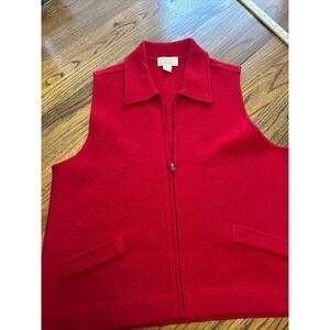 Tally-Ho Vintage Red 100% Wool Full Zip Vest Women 1X Plus Size Pockets